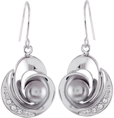 Behave - Oorbellen parel hanger sierlijk - Avondlook met glaskristal