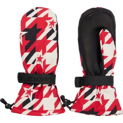 Boss Unisex skihandschoenen met pied-de-poule-patroon voor volwassenen (Rood)