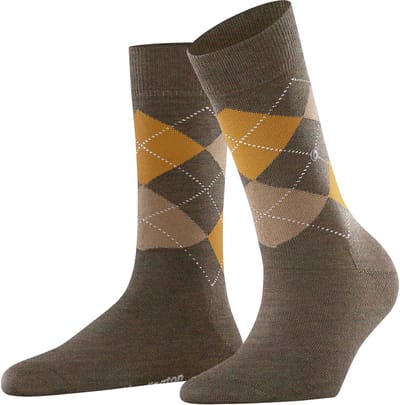 Burlington Melange Marylebone gedessineerd wol sokken dames groen - maat 36-41