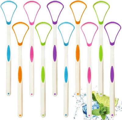 Set van 10 Tongschrapers voor Volwassenen en Kinderen - BPA-vrij voor Fris Adem en Betere Mondhygiëne