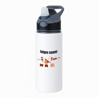 Hacebo® - 3 mensen met violen waterfles met rietje zwart - Viool - muziek liefhebbers - met eigen naam - de echte viool liefhebber - cadeau - kado - water fles - 650ML