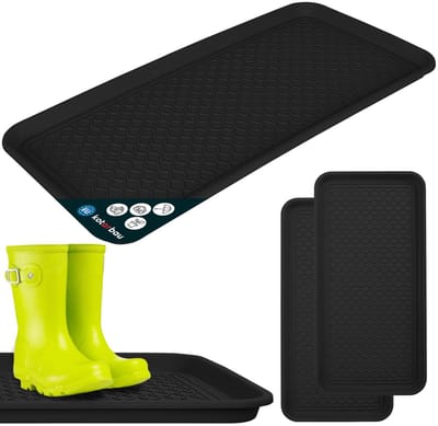 KOTARBAU® 2 stuks Schoenenlekbak, Lekbak Schoenen, Kunststof, 38 x 76 cm, Zwart, Schoenendruipbak, Schoenmat, Laarzen Afdruipmat, Schoenafdruipbak, Schoenenschaal, Lekbak voor Natte Schoenen