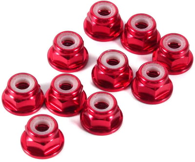 Self Lock Nuts 10 Stuks M3-Moeren, M3 Moer M3-moer CNC Aluminium Geflensde Nylon Borgmoer Zelfborgende Metalen Moeren Donkerrood