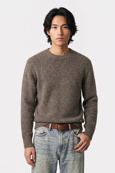 No Excess Pullover Crewneck Soft Woolblend Sand Größe: M | Pullover Outlet | Herren | Braun