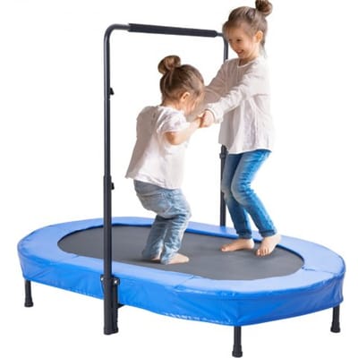 VEVOR Kindertrampoline Binnen/Buiten Trampoline Opvouwbare Mini Trampoline met Handvat, Rebounder Trampoline Tuintrampoline voor Peuters, Verjaardagscadeau voor Kinderen vanaf 3 Jaar voor Plezier, Blauw
