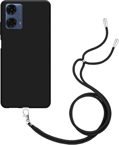 Cazy hoesje met koord geschikt voor Motorola Moto G04 / G04s / G24 / G24 Power Hoesje met Koord - Flexibele Case - Zwart