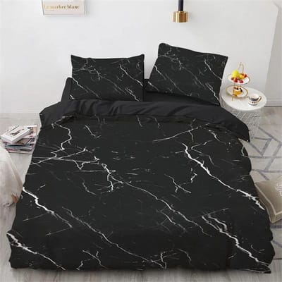 Marmeren Koning Koningin Dekbedovertrek Koel Zwart-Wit Textuurpatroon Beddengoed Collectie Voor Tieners Volwassenen 23 Delen Polyester Dekbedovertrek 135X200cm-2pcs