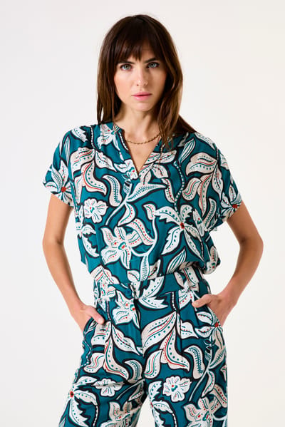 Garcia Ladies Shirt Ss Blue Lagoon Maat: XS | Jumpsuits Outlet | Dames | Blauw