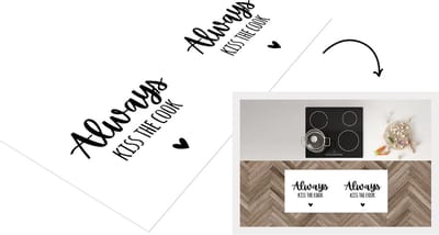 Keukenloper - Loper keuken - Quote - Kok - Koken - Hartje - Always kiss the cook - Tekst - 120x50 cm - Keukenloper vinyl