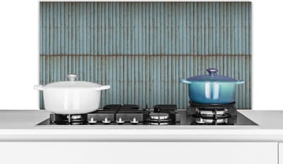 Spatscherm keuken 100x50 cm - Kookplaat achterwand Rustiek - Golfplaat - Roest print - Patronen - Muurbeschermer - Spatwand fornuis - Hoogwaardig aluminium