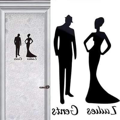 Toiletbord set - Badkamer pictogrammen - Locatie aangeven - Zelfklevend - 19 x 10 cm - Zwart