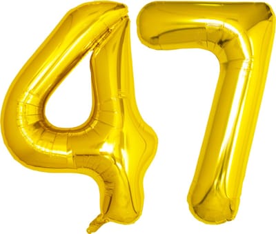 Folie Ballon Cijfer 47 Jaar Goud Verjaardag Versiering Helium Cijfer Ballonnen Feest versiering Met Rietje - 86Cm