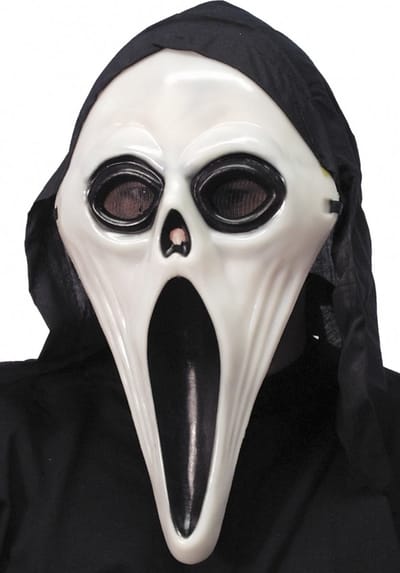 Glow in dark Scream verkleed / Halloween gezicht masker - zwart - volwassenen