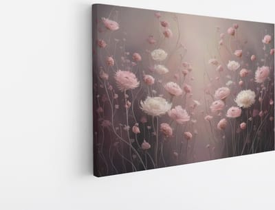 Saammp Canvas Schilderij - Roze - Bloemen - Natuur - 30x20 - Foto op canvas - Wanddecoratie - Muurdecoratie Woonkamer - Kantoor Decoratie
