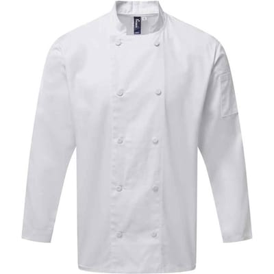 Premier Heren Coolchecker Chef Jacket met lange mouwen (Wit)