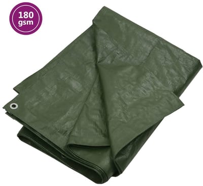 Zwaar-Afdekzeil-Groen-4x4-Meter-180-g/m²-HDPE-Waterbestendig-met-Aluminium-Oogjes