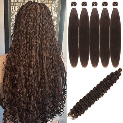 Dailygoods- Haarextensions 66 cm - Vlecht Haar - Krullend - Synthetisch - Bohemian - 6 Pakketten - Vlechthaar