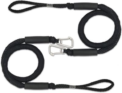 Set van 2 bootkoorden, elastische doklijnen met haken, gevlochten docktouw voor jetski's, ponton, kajakken, dubbele accessoires