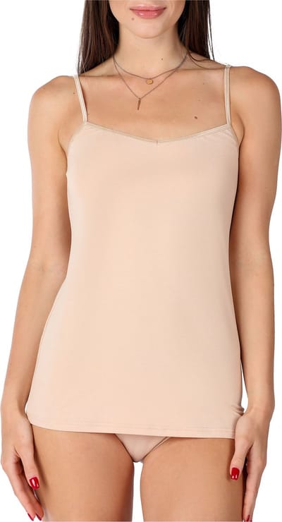 Bellivalini Dames Onderhemd - V-hals - Viscose - BLV-BLV50-218-UW - Zand - 3XL