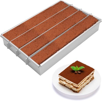 Verstelbare rechthoekige bakvorm van aluminiumlegering met 4 compartimenten voor taarten, brood en gebak, ideaal voor laagjes en bakken