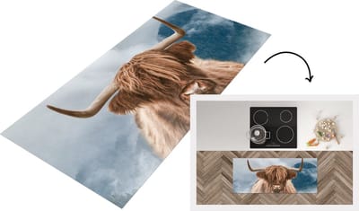 Keukenloper - Loper keuken - Schotse hooglander - Koe - Hoorn - 120x50 cm - Keukenloper vinyl