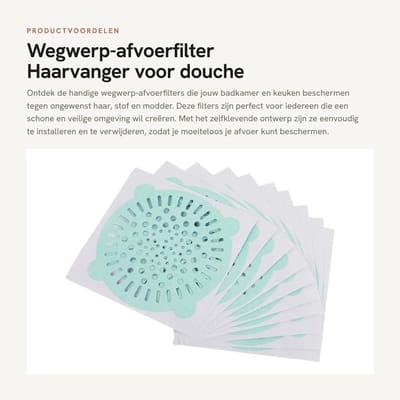 Dailygoods- Afvoerfilter 10 Stuks - Wegwerp - Zelfklevend - Doucheafvoerdeksel - Haarvanger - Fleece Materiaal - Diameter 10 cm