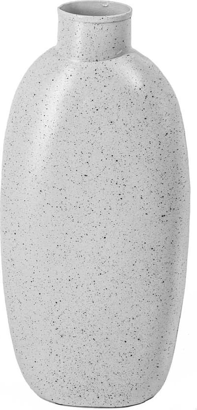 HomeBound by KY | Metalen vaas wit dots | 5,5x15x34,5cm | vaas wit metaal dots
