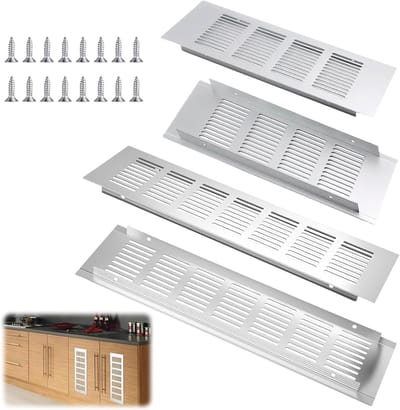 Ventilatieroosters Deur - Roosters Kasten - Luchtcirculatie Bevorderen - Roestvrij Aluminium - 30 x 8 cm - Zilver