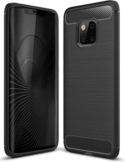 Luxe Huawei Mate 20 Pro Hoesje – Zwart – Geborsteld TPU Carbon Fiber Case – Shockproof Cover