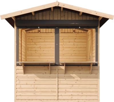 Timbela M149Z - Houten marktkraam - 4 m² -263x253xH232 cm - met 2 afsluitbare rolluiken