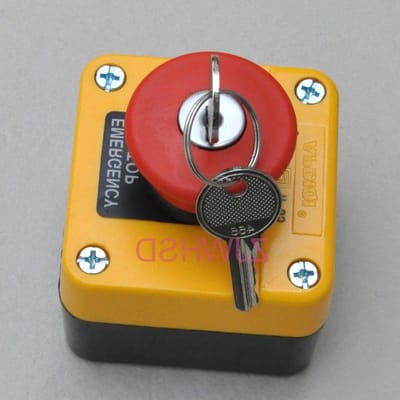 Noodstop Drukknop - Noodschakelaar Sleutel - Veilige Uitschakeling - Normaal Gesloten Contact - 67x67x80 mm - Zwart