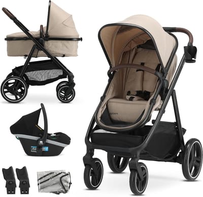 Kinderwagen 3-in-1 - Reissysteem Baby - Baby Vervoeren - Meegroei Systeem - 15.5 Kilogram - Nougat
