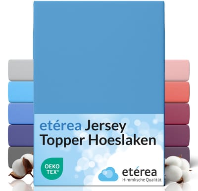 etérea Topper Jersey Hoeslaken 90x200 - 100x200 cm Oekotex Made in Green - 100% katoen - Lichtblauw