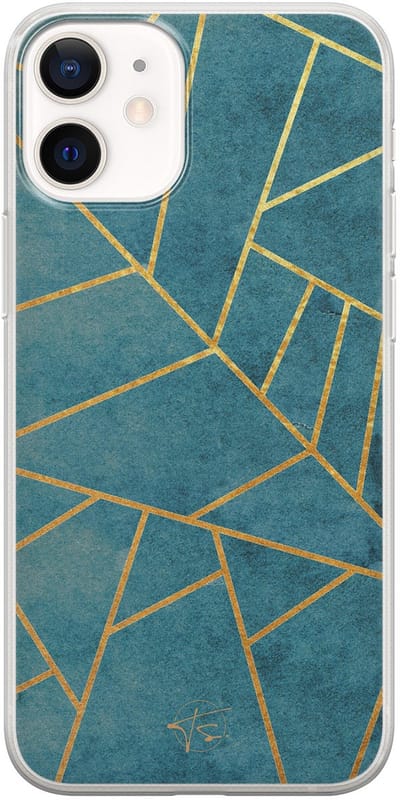 Hoesje geschikt voor iPhone 12 Mini - Abstract blauw - Soft Case - TPU - Print - Blauw - Mooie Telefoonhoesjes