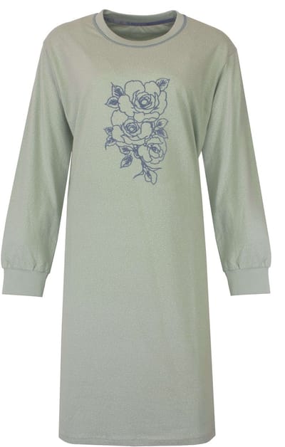 Tenderness Dames Nachthemd - Lange Mouwen - Licht Groen - Maat S