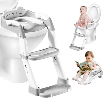3-in-1 Kinder Toiletstoel met Trede en Zitting voor Zindelijkheidstraining