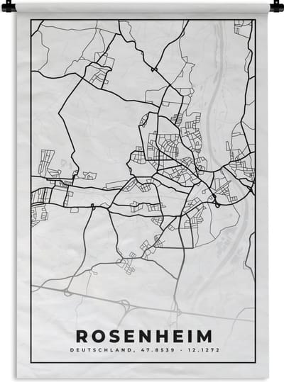 Wandkleed - Wanddoek - Plattegrond - Rosenheim - Stadskaart - Kaart - 120x180 cm - Wandtapijt
