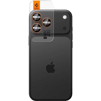 Spigen Camera Lens Protector Geschikt voor iPhone 17 Pro / 17 Pro Max - Glas.tR EZ Fit Optik Pro - 9H Tempered Glass - Gemakkelijke Installatie - Oranje 2-Pack