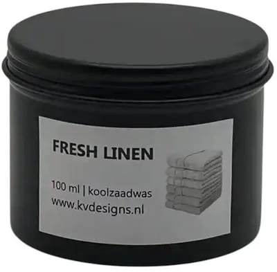 Geurkaars 100ml – Fresh Linen – Handgemaakt van Koolzaadwas – 40 branduren – KV DESIGNS