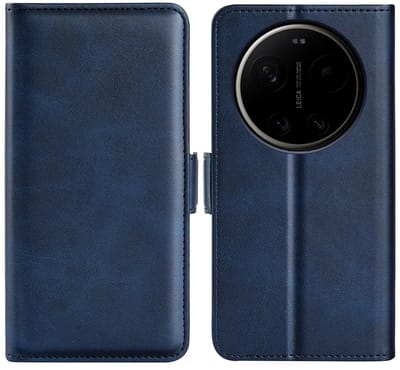 MobyDefend Hoesje - Geschikt voor Xiaomi 17 Ultra - Luxe Wallet Book Case (Sluiting Zijkant) - Blauw