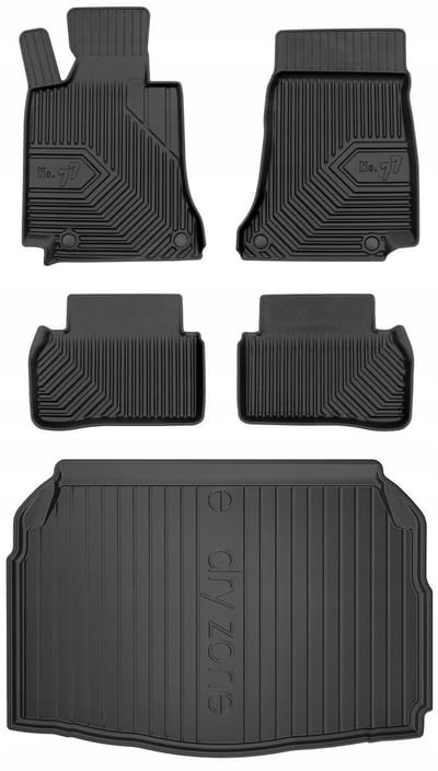 FROGUM 77 Set Automatten en Kofferbakmat - Geschikt voor Mercedes-Benz C-Klasse W205 (2014-2021) - Sedan - TPE Rubber - Zwart