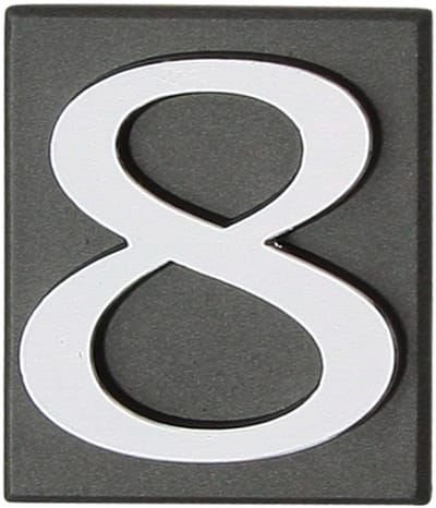 Domino® Deurnummer Zelfklevend INV - "8" - Grafiet - Woonhuisnummer Hotelkamernummer 40x47mm - Huisnummer Brievenbus Adresnummer Stickers - Huisnummerplaatje - Deur en Kamernummer - Lockernummer