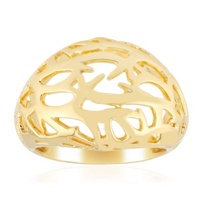 Cavill - Elegante Zilveren Ring - 925 Sterlingzilver - Licht Verguld - Filigraan Bladmotief - Verfijnde Damesring - Brede Comfortabele Sieraad