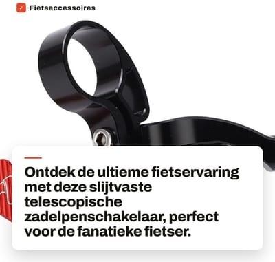 Dailygoods - Fietsaccessoires - Fietsstoeltje - Slijtvaste Zadelpen - Zwart Rood - Dropper Remote Lever - Geschikt voor Fietsers - Telecopische Schake...