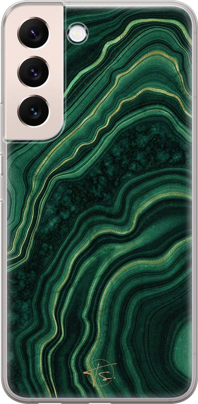 Hoesje geschikt voor Samsung Galaxy S22+ - Agate groen - Soft Case - TPU - Marmer - Groen - Mooie Telefoonhoesjes