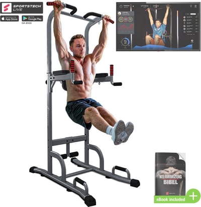 Sportstech krachttoren PT300, dip station, krachtstation, gratis e-book