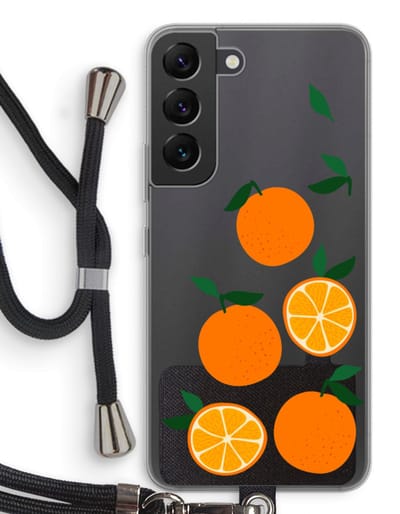 Case Company® - Hoesje met koord geschikt voor Samsung Galaxy S22 hoesje met Koord - Will you be my clementine - Telefoonhoesje met Zwart Koord - Bescherming aan alle Kanten en Over de Schermrand