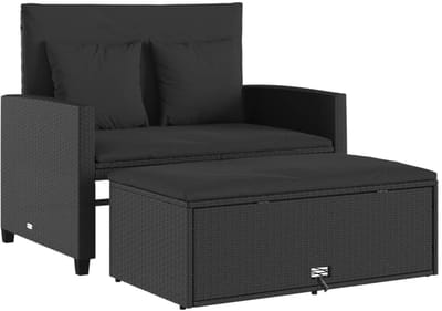 Tuinbank – Tuinbankjes weerbestendig - Tuinbanken - Loungebank - Balkon Set - Buitenbank - Zwart- 2 personen - Staal
