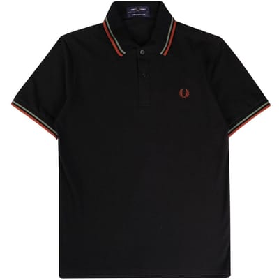 Fred Perry Herenpoloshirt met dubbele kraag (Zwart)