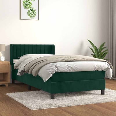 vidaXL - Boxspring - met - matras - fluweel - donkergroen - 100x200 - cm